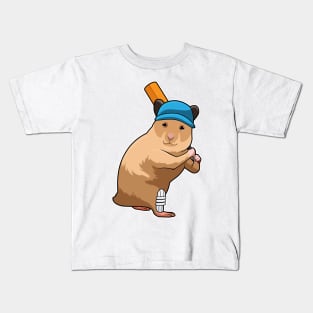 Hamster at Cricket with Cricket bat Kids T-Shirt